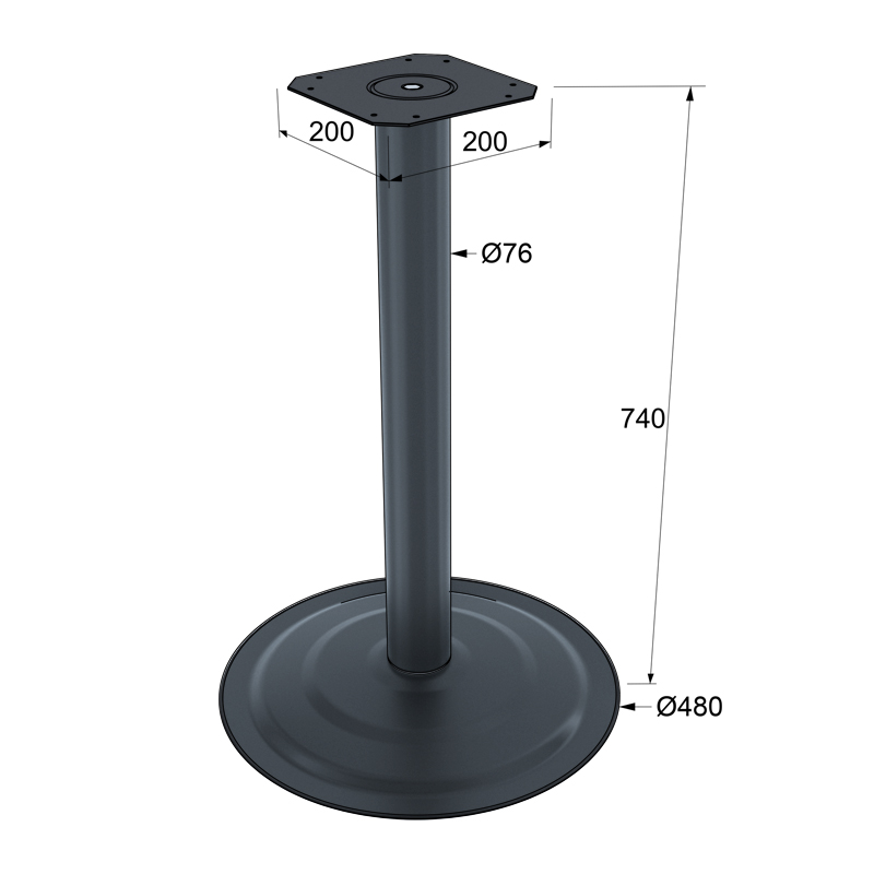 SINGLE LEG D.480 / H.740 / BLACK